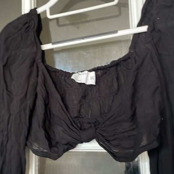 ASOS women’s black bell long sleeve beach crop top bikini cover up size 6 - Picture 2 of 9